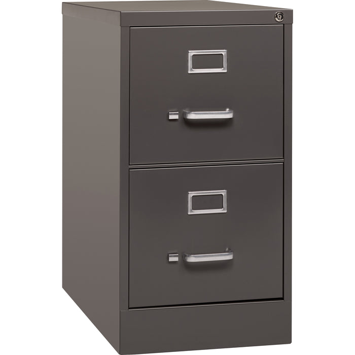 Lorell Fortress Series 26-1/2" Commercial-Grade Vertical File Cabinet - 15" Width x 26.5" Depth x 28.4" Height - 2 x Drawer(s) for File - Letter - Vertical - Label Holder, Drawer Extension, Ball-bearing Suspension, Heavy Duty, Security Lock - Medium Tone