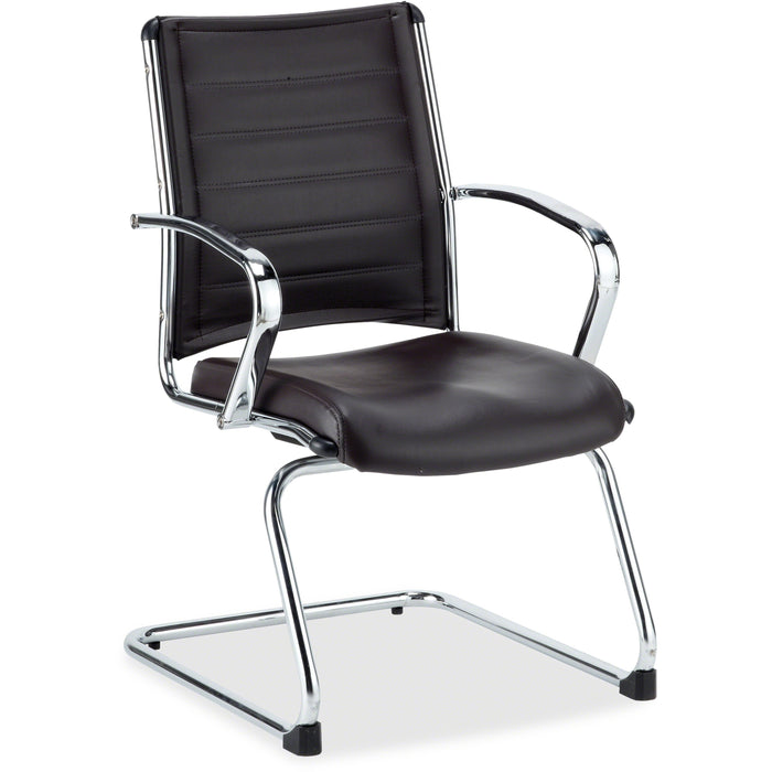 Eurotech Europa Executive Guest Chair - Black Seat Color - Leather Seat Material - Black Back Color - Leather Back Material - Aluminum Frame Color - 1 Each