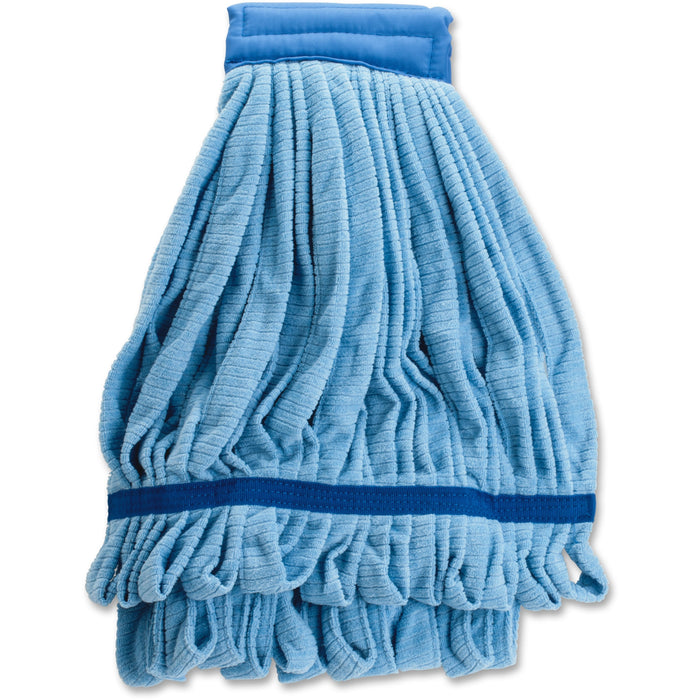 Genuine Joe Microfiber Wet Mophead Refill - Large - MicroFiber - Blue - 1 Each