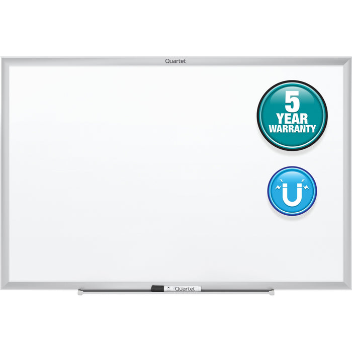 Quartet Classic Magnetic Whiteboard - 96" (8 ft) Width x 48" (4 ft) Height - White Painted Steel Surface - Silver Aluminum Frame - Horizontal/Vertical - Magnetic - Durable, Smooth Surface, Sturdy - 1 Each - TAA Compliant
