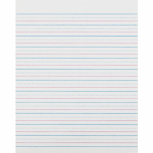 Zaner-Bloser Pacon Broken Midline Sulphite Paper - 500 Sheets - 0.50" Ruled - 8" x 10 1/2" Sheet Size - White Paper - 1 Ream