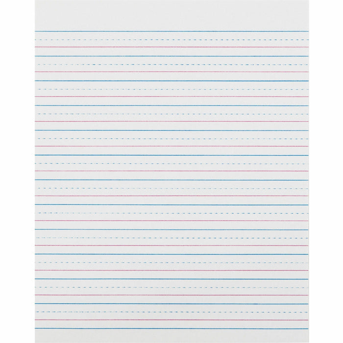 Zaner-Bloser Pacon Broken Midline Sulphite Paper - 500 Sheets - 0.50" Ruled - 8" x 10 1/2" Sheet Size - White Paper - 1 Ream
