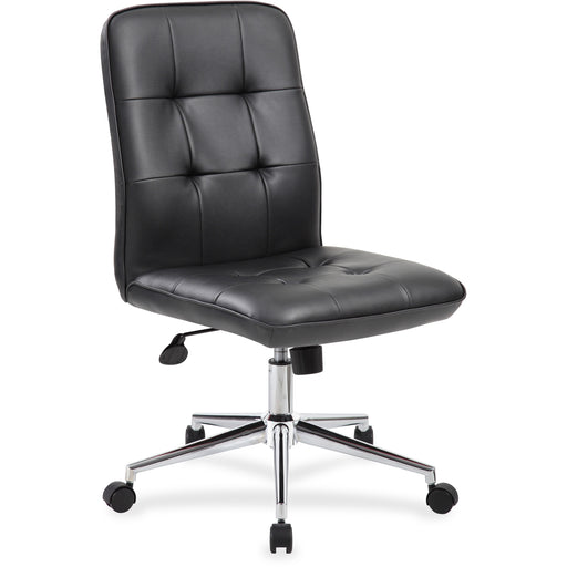 Boss Modern B330 Task Chair - Black Seat Color - Vinyl Seat Material - Chrome, Black Frame Color - Chrome Frame Material - 5-star Base - Black - 1 Each