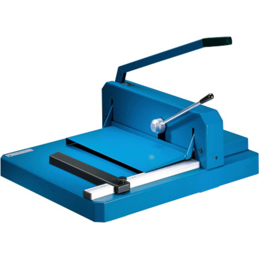 Dahle 842 Professional Stack Cutter - 200 Sheet Cutting Capacity - 16.88" Cutting Length - 14" Height x 23.3" Width x 28.8" Length - Ground Blade, Adjustable Alignment Guide, Burr-free Cut - Steel, Metal, Aluminum, Plastic - Blue - 1 Carton