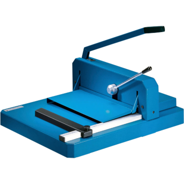 Dahle 842 Professional Stack Cutter - 200 Sheet Cutting Capacity - 16.88" Cutting Length - 14" Height x 23.3" Width x 28.8" Length - Ground Blade, Adjustable Alignment Guide, Burr-free Cut - Steel, Metal, Aluminum, Plastic - Blue - 1 Carton
