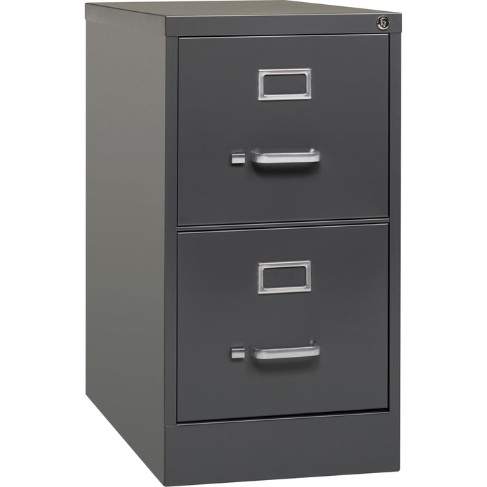 Lorell Fortress Series 26-1/2" Commercial-Grade Vertical File Cabinet - 15" Width x 26.5" Depth x 28.4" Height - 2 x Drawer(s) for File - Letter - Vertical - Drawer Extension, Security Lock, Label Holder, Pull Handle - Charcoal - Steel - Recycled - 1 Each