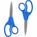 Westcott 8" All Purpose Preferred Straight Scissors - 3.50" Cutting Length - 8" Overall Length - Straight-left/right - Stainless Steel - Pointed Tip - Blue - 2 / Pack