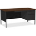 Lorell Fortress Series 66" Right-Pedestal Desk - Laminated Rectangle, Walnut Top - 30" Table Top Length x 66" Table Top Width x 1.13" Table Top Thickness - 29.50" Height x 66" Width x 30" Depth - Business Environment, Educational Environment, Office - Ass