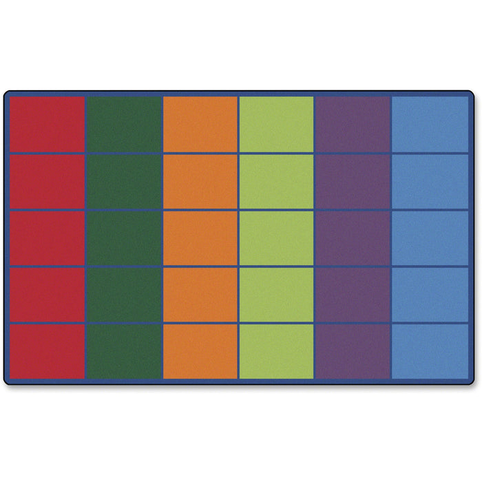 Carpets for Kids® Premium Color Rows 30-Space Seating Rug - 13.33 ft Length x 100" Width - Rectangle - Multi