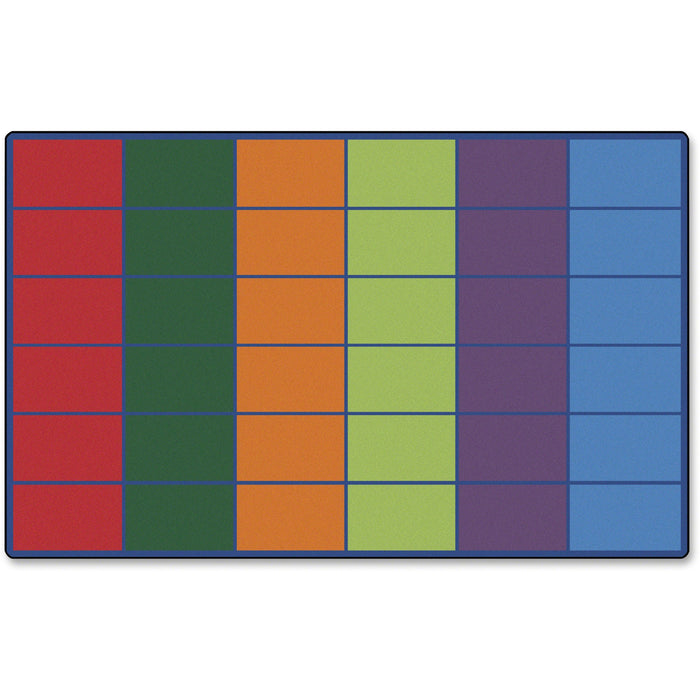 Carpets for Kids® Premium Color Rows 36-space Seating Rug - 13.33 ft Length x 100" Width - Rectangle - Colorful Rows - Multi