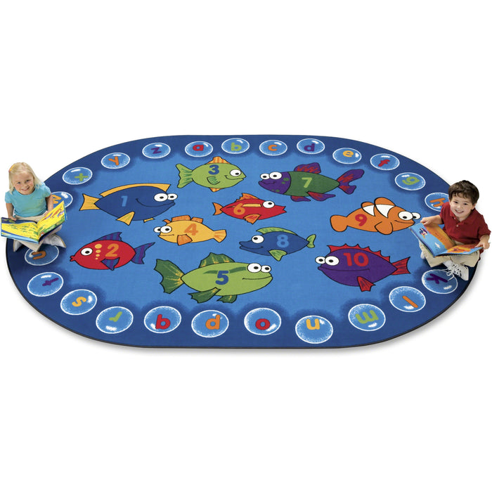Carpets for Kids® Premium Fishing For Literacy Oval Rug - 113" Length x 81" Width - Oval - Alphabet Bubbles - Multi