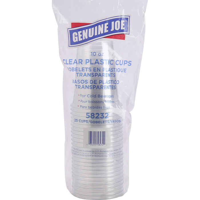 Genuine Joe 10 oz Clear Plastic Cups - 10 fl oz - Clear - Plastic - Cold Drink, Beverage - 25 / Pack