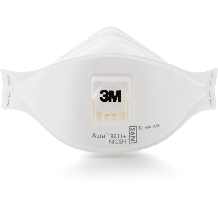 3M Aura Particulate Respirator - Particulate, Dust, Fog Protection - White - Comfortable, Adjustable Nose Clip, Disposable, Lightweight, Exhalation Valve, Collapse Resistant - 1 Box