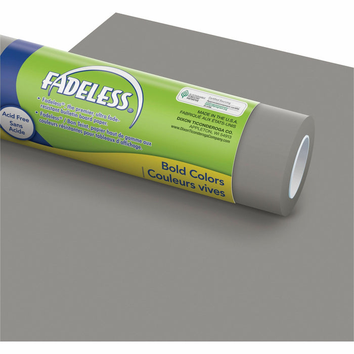 Fadeless Bulletin Board Art Paper - Bulletin Board, Art Project, Craft Project, School, Home, Office Project - 48" Width x 50 ft Length - Pewter - 1 Roll