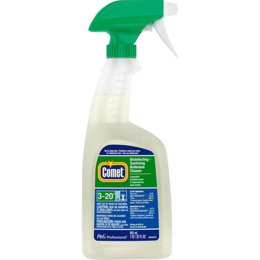Comet Disinfecting Bathroom Cleaner - For Bathroom, Multipurpose - 32 fl oz (1 quart) - Citrus Scent - Recommended For: Soap Scum Remover, Stain Remover, Bacteria Remover - Disinfectant, Non-abrasive, Scrub-free, Anti-bacterial - White - 8/Bottle - 8 / Ca