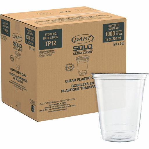 Solo Ultra Clear 12 oz Practical-Fill Cold Cups - 12 fl oz - Clear - PETE Plastic - Cold Drink, Water, Juice, Soda - 50/Pack - 20 / Carton