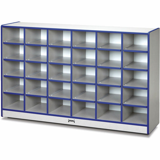 Jonti-Craft Rainbow Accents Toddler Single Storage - 30 Compartment(s) - 35.50" Height x 57.50" Width x 15" Depth - Laminated, Chip Resistant - Blue - Rubber - 1 Each