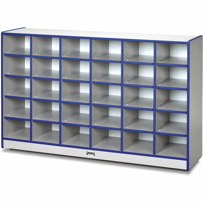 Jonti-Craft Rainbow Accents Toddler Single Storage - 30 Compartment(s) - 35.50" Height x 57.50" Width x 15" Depth - Laminated, Chip Resistant - Blue - Rubber - 1 Each