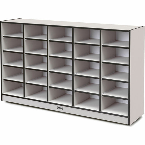 Jonti-Craft Rainbow Accents Cubbie Mobile Storage - 25 Compartment(s) - 35.50" Height x 60" Width x 15" Depth - Durable, Laminated - Black - Hard Rubber - 1 Each