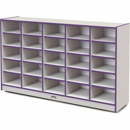 Jonti-Craft Rainbow Accents Cubbie Mobile Storage - 25 Compartment(s) - 35.50" Height x 60" Width x 15" Depth - Durable, Laminated - Purple - Hard Rubber - 1 Each