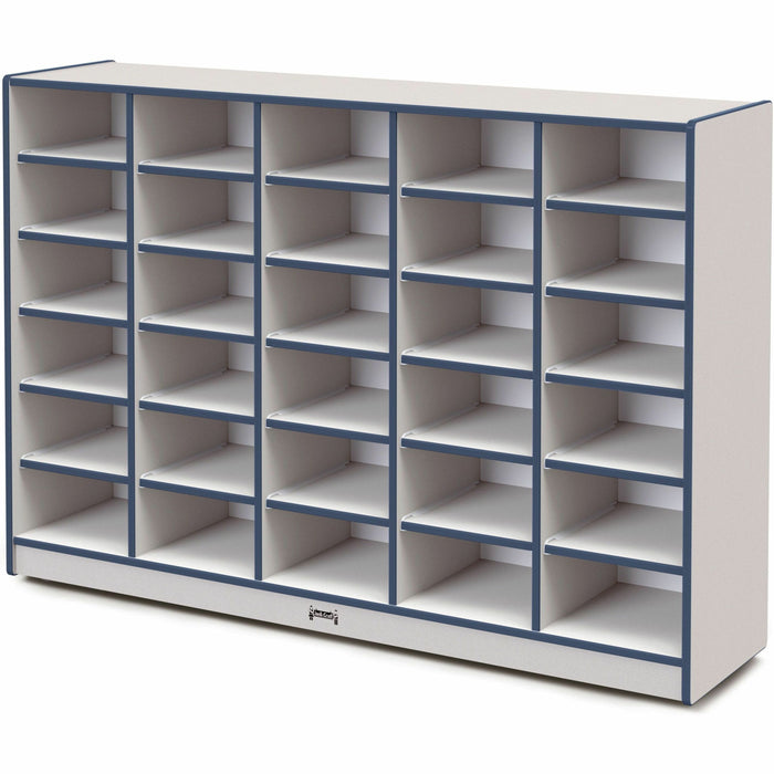 Jonti-Craft Rainbow Accents Cubbie Mobile Storage - 30 Compartment(s) - 42" Height x 60" Width x 15" Depth - Durable, Laminated - Navy - Hard Rubber - 1 Each