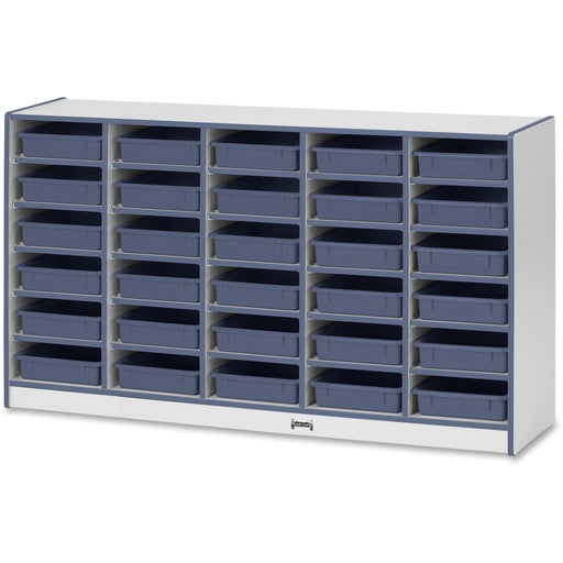 Jonti-Craft Rainbow Accents Mobile Paper-Tray Storage - 30 Compartment(s) - 35.50" Height x 60" Width x 15" Depth - Chip Resistant, Laminated - Navy - Rubber - 1 Each