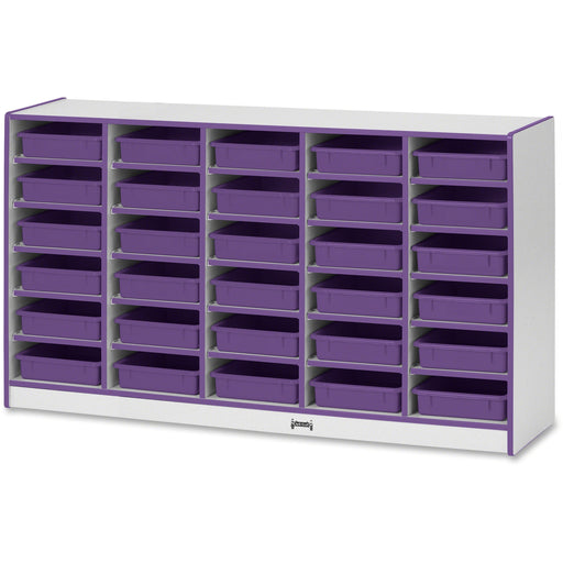 Jonti-Craft Rainbow Accents Mobile Paper-Tray Storage - 30 Compartment(s) - 35.50" Height x 60" Width x 15" Depth - Chip Resistant, Laminated - Purple - Rubber - 1 Each