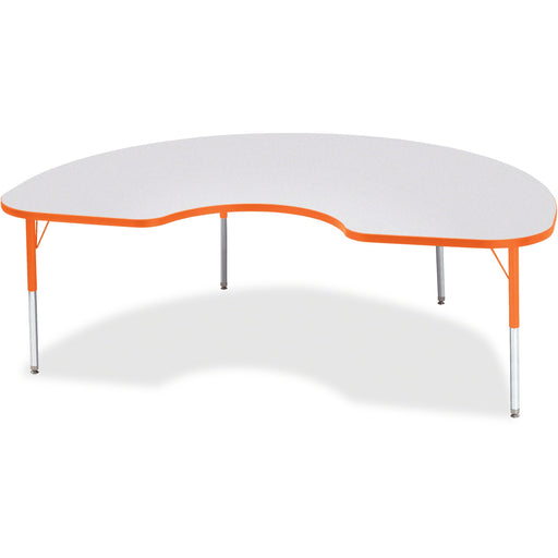 Jonti-Craft Berries Elementary Height Color Edge Kidney Table - Laminated Kidney-shaped, Orange Top - Four Leg Base - 4 Legs - Height Adjustable - 15" to 24" Adjustment - 72" Table Top Length x 48" Table Top Width x 1.13" Table Top Thickness - 24" Height