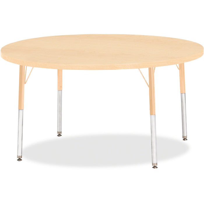 Jonti-Craft Berries Adult Height Maple Top/Edge Round Table - Laminated Round, Maple Top - Four Leg Base - 4 Legs - Height Adjustable - 24" to 31" Adjustment x 1.13" Table Top Thickness x 48" Table Top Diameter - 31" Height - Art, Craft - Assembly Require