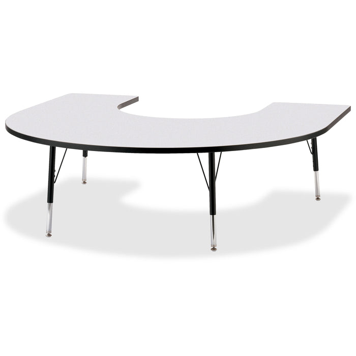 Jonti-Craft Berries Elementary Height Prism Edge Horseshoe Table - Black Horseshoe-shaped, Laminated Top - Four Leg Base - 4 Legs - Height Adjustable - 15" to 24" Adjustment - 66" Table Top Length x 60" Table Top Width x 1.13" Table Top Thickness - 24" He