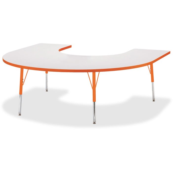 Jonti-Craft Berries Prism Horseshoe Student Table - Laminated Horseshoe-shaped, Orange Top - Four Leg Base - 4 Legs - Height Adjustable - 24" to 31" Adjustment - 66" Table Top Length x 60" Table Top Width x 1.13" Table Top Thickness - 31" Height - Educati