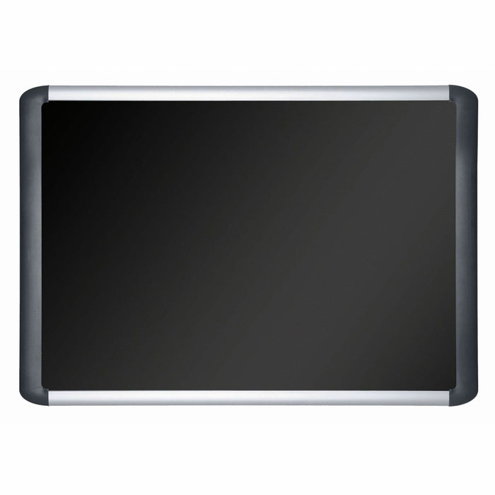 MasterVision MVI SoftTouch Deluxe Bulletin Board - 48" Board Height x 96" Board Width - Black Fabric Surface - Aluminum/Black Aluminum Frame - 1 Each