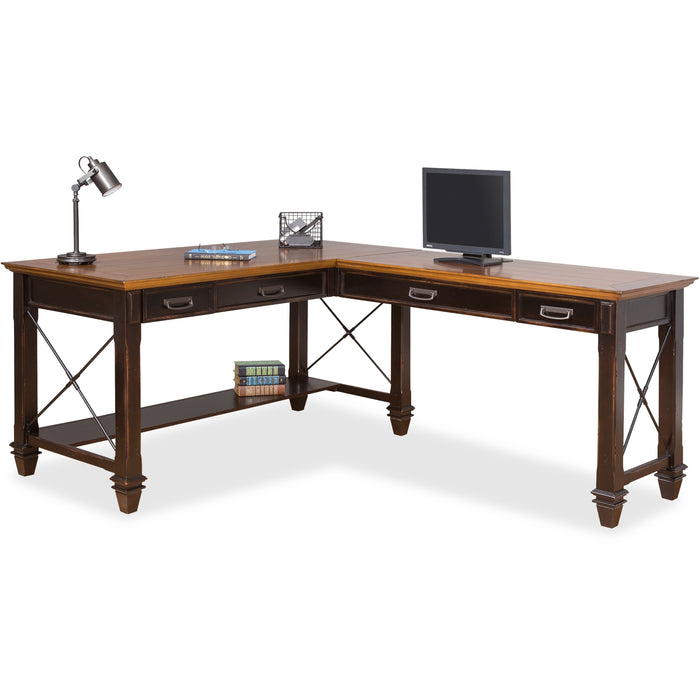 Martin Hartford Right Hand Facing Open L-Shaped Desk - 4-Drawer - 31" Height x 60" Width x 75.5" Depth - Total Drawer(s): 4 - Material: Wood Veneer - Finish: Vintage Black - AC Power Outlet, USB Connection - For Keyboard, Pencil, Home Office, Living Area