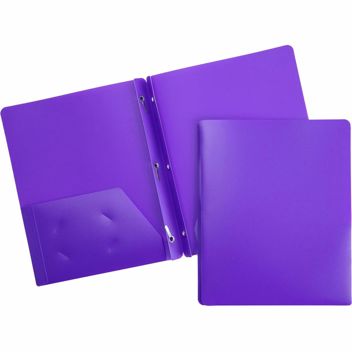 Business Source Letter Portfolio - 8 1/2" x 11" - 50 Sheets Capacity - 3 x Prong Fastener - 2 Pocket - Purple - 1 Each