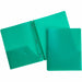 Business Source Letter Portfolio - 8 1/2" x 11" - 50 Sheets Capacity - 3 x Prong Fastener - 2 Pocket - Green - Durable, Spill Resistant, Wear Resistant, Card Holder - 1 Each