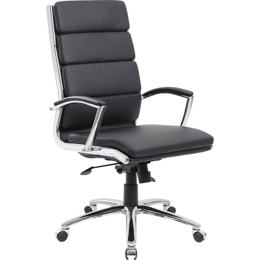 Boss Contemporary Executive Highback In Caressoft Plus - Black Seat Color - Vinyl Seat Material - Chrome, Black Frame Color - Chrome Frame Material - High Back - 5-star Base - Black - 1 Each