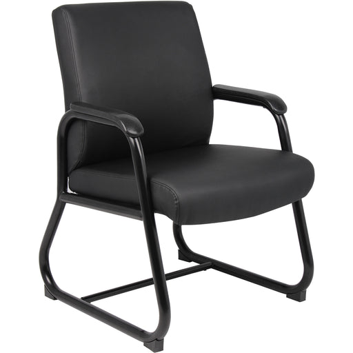 Boss Heavy Duty Guest Chair - Black Seat Color - Vinyl Seat Material - Black Frame Color - Metal Frame Material - Sled Base - Black - 1 Each
