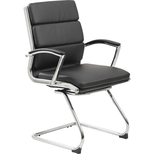 Boss Contemporary Executive Guest Chair In Caressoft Plus - Black Seat Color - Vinyl Seat Material - Cantilever Base - Black - 1 Each
