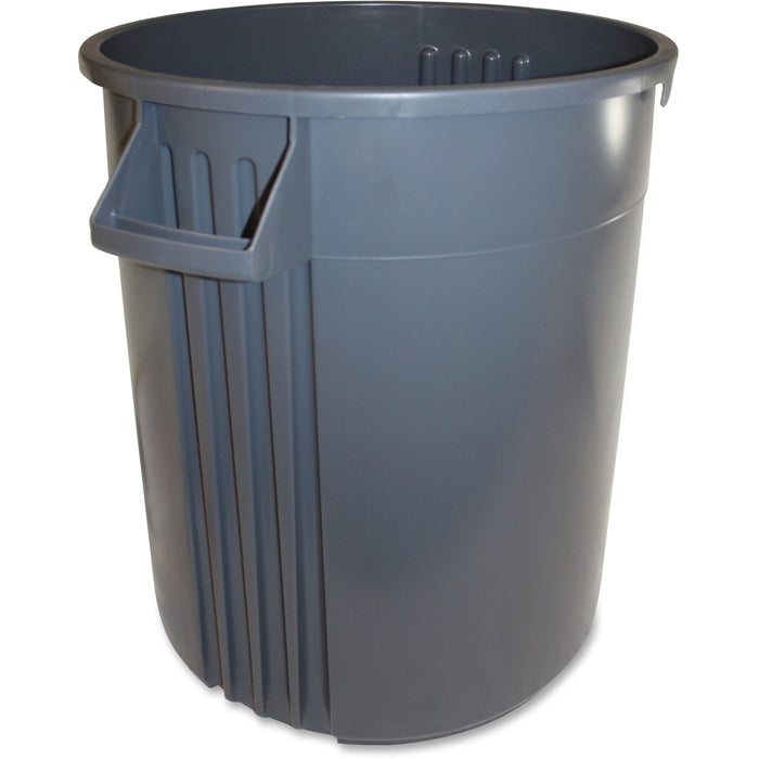 Gator Plus 32-gallon Vented Container - 32 gal Capacity - Round - Crush Resistant, Handle, Vented - 28.5" Height x 25.6" Width - Plastic, Polyethylene - Gray - 1 Each