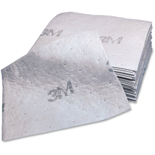 3M Maintenance Sorbent Pads - 15.5" Width x 20.5" Length - 100 / Carton - Scrim - White