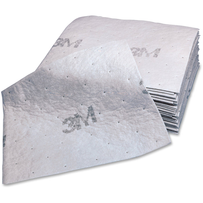 3M Maintenance Sorbent Pads - 15.5" Width x 20.5" Length - 100 / Carton - Scrim - White