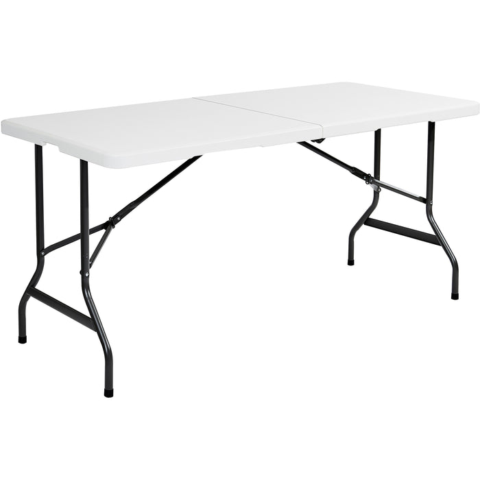 Iceberg IndestrucTable TOO Bifold Table - Rectangle Top - Height Adjustable - 96" Table Top Length x 30" Table Top Width x 2" Table Top Thickness - 29" Height - Indoor, Outdoor - Platinum, Powder Coated - Tubular Steel - High-density Polyethylene (HDPE) T