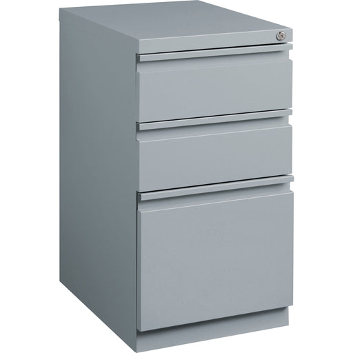Lorell 20" Box/Box/File Mobile File Cabinet with Full-Width Pull - 15" Width x 19.9" Depth x 27.7" Height - 3 x Drawer(s) for Box, File - Letter - Ball-bearing Suspension, Drawer Extension, Durable, Recessed Drawer - Gray - Steel - Recycled - 1 Each