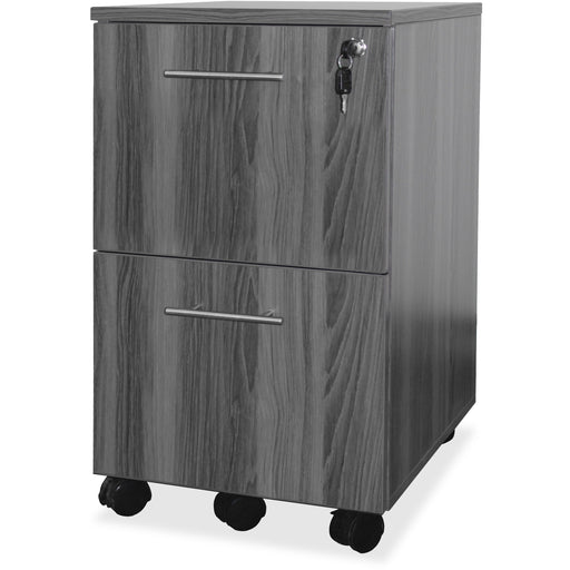 Mayline Gray Laminate File/File Mobile Pedestal File - 26.8" Height x 18" Width x 15.5" Depth - Total Drawer(s): 2 - Material: Steel - Finish: Gray Steel - Stain Resistant, Water Resistant, Abrasion Resistant, Drawer Extension, Ball-bearing Suspension, Bu