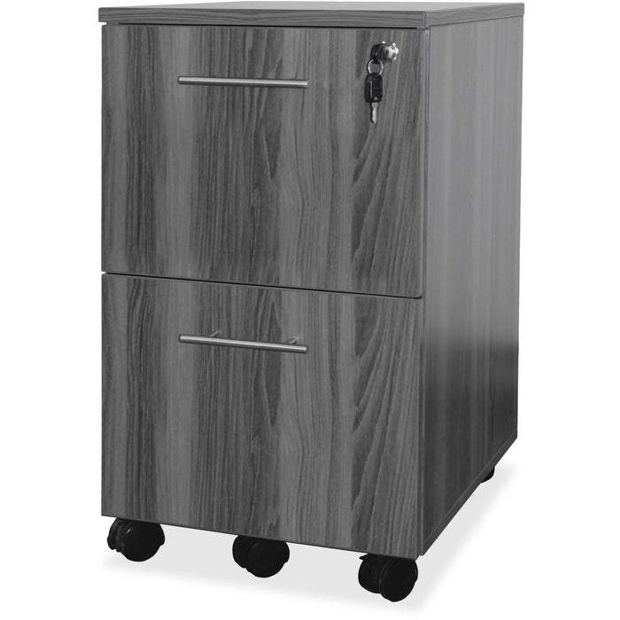 Mayline Gray Laminate File/File Mobile Pedestal File - 26.8" Height x 18" Width x 15.5" Depth - Total Drawer(s): 2 - Material: Steel - Finish: Gray Steel - Stain Resistant, Water Resistant, Abrasion Resistant, Drawer Extension, Ball-bearing Suspension, Bu