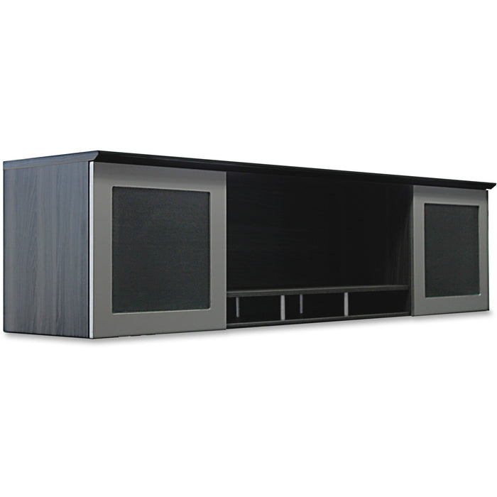 Mayline Medina Hutch - 18.3" Height x 72" Width x 15" Depth x 1" Thickness - 2 Door(s) - Beveled Edge - Finish: Gray Steel Laminate - Water Resistant, Stain Resistant, Abrasion Resistant, Durable, Modesty Panel, Leveling Glide - 1 Each