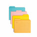 Smead SuperTab 1/3 Tab Cut Letter Recycled Fastener Folder - 8 1/2" x 11" - 1 x 2K Fastener - Top Tab Location - 11 pt. - 2 Plys - Pink, Yellow, Goldenrod, Aqua - Preprinted, Reinforced, Durable, Labeling Area - 10% Recycled - 24 / Pack