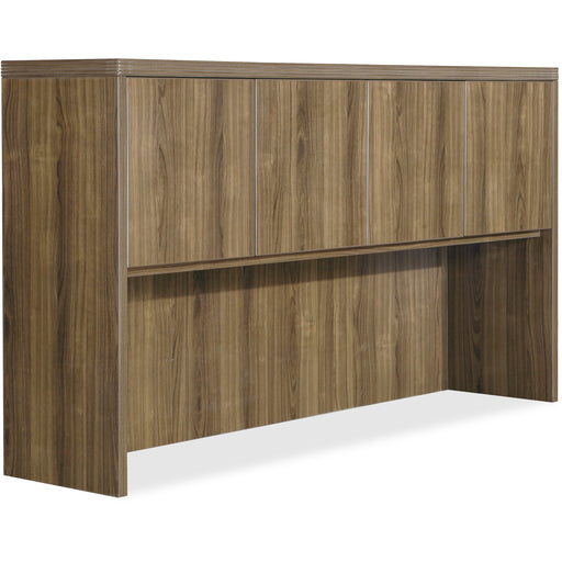 Lorell Chateau Series Hutch - 36.5" Height x 66.1" Width x 14.8" Depth Hutch, 1.5" Thickness Top - 4 Door(s) - Reeded Edge - Material: P2 Particleboard - Finish: Walnut, Laminate - Durable - For Office - 1 Each