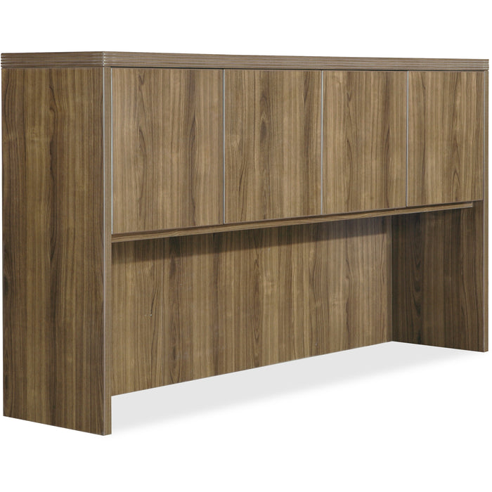 Lorell Chateau Series Hutch - 36.5" Height x 66.1" Width x 14.8" Depth Hutch, 1.5" Thickness Top - 4 Door(s) - Reeded Edge - Material: P2 Particleboard - Finish: Walnut, Laminate - Durable - For Office - 1 Each