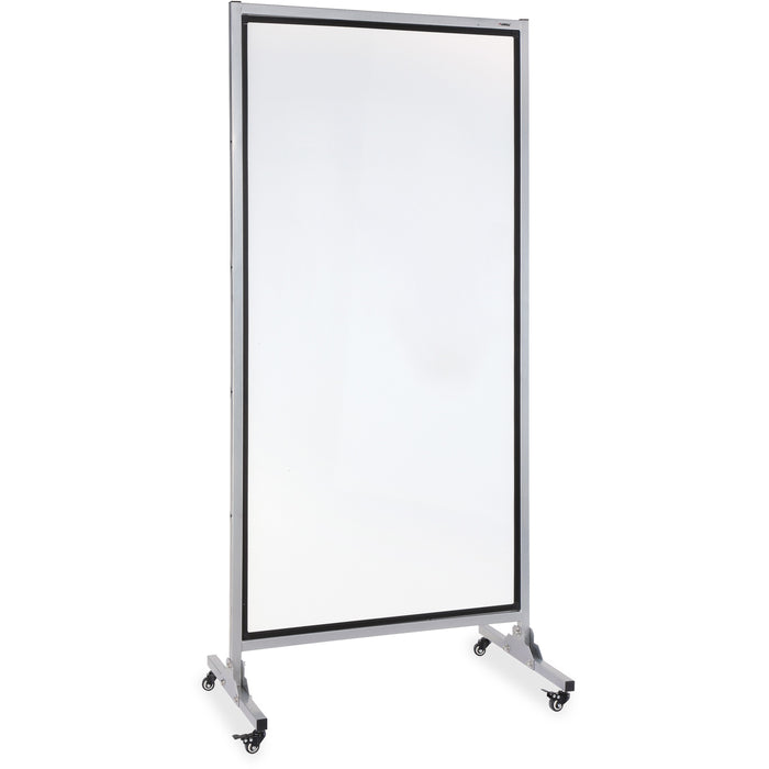 Lorell Double-sided Dry-Erase Easel/Room Divider - 37.5" (3.1 ft) Width x 82.5" (6.9 ft) Height - White Steel Surface - Black Aluminum Frame - Rectangle - Magnetic - Casters - 1 Each